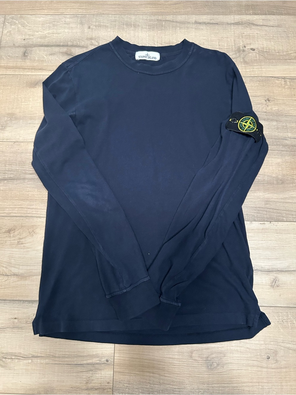 Stone Island Navy Long-Sleeve Crewneck with Compass Badge